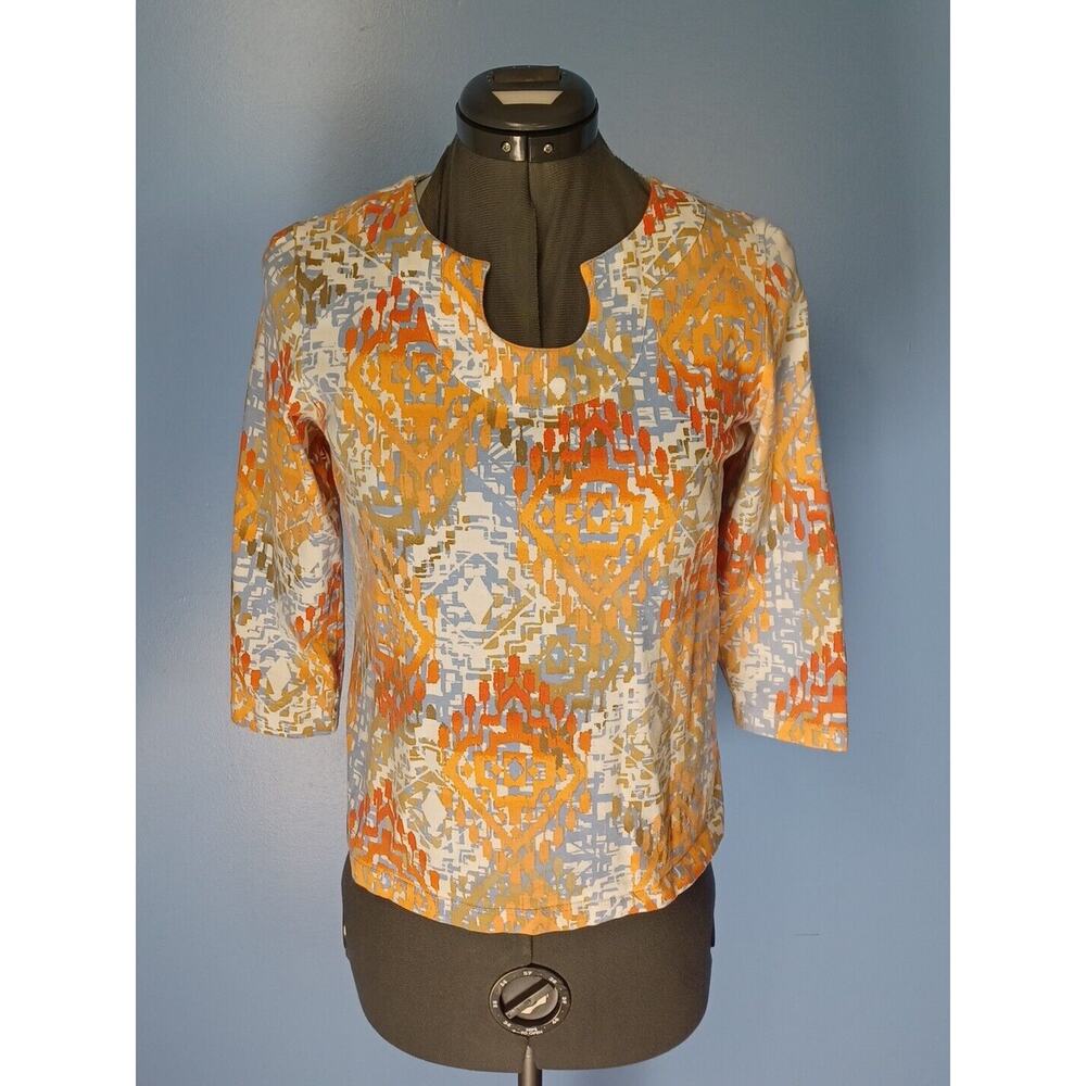 Ruby Road Favorites Women Size PS Blouse Top Abstract Art Geometric Colorful